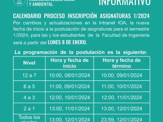 INFORMATIVO CALENDARIO ASIGNATURAS 2024